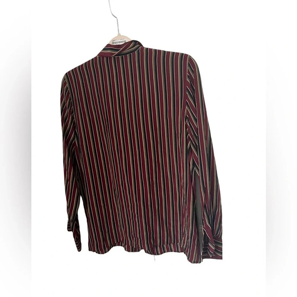 Y2K Talbots 100% Silk Striped Button-Down Blouse - Picture 4 of 5